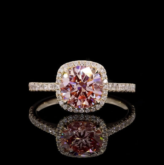 Vintage Designer 8CT Pink VS1 Lab Grown Diamond IGI Certified Ring 14K Yellow Gold Setting Rhodium Plated Engagement Wedding by PDG ibma