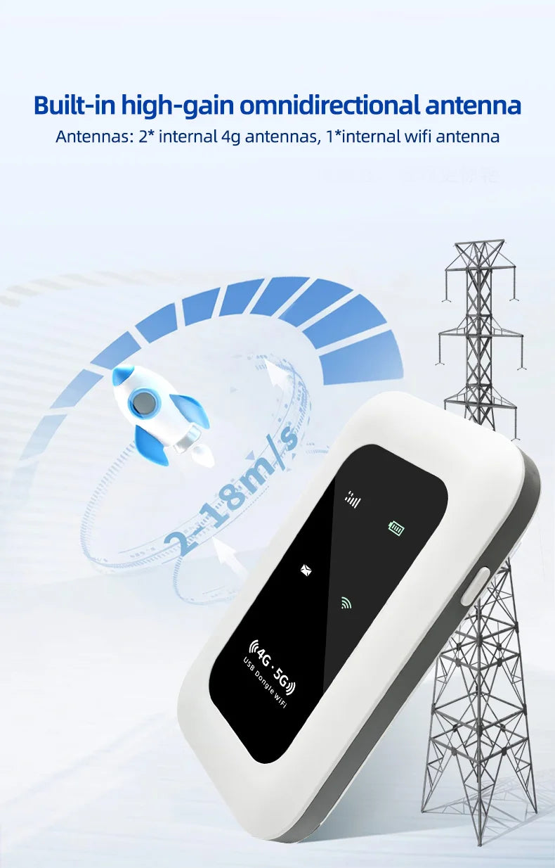 Unlocked 2100mAh Battery with SIM Card Slot 4G LTE Router Hotspot 150mbps USB Dongle Pocket Wifi Wireless Battery