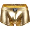 Patent Imitation Leather Shiny Fashion Low-rise Floral Knitted Boxer Briefs Waist Garment Dyed Casual Club Party Men's
