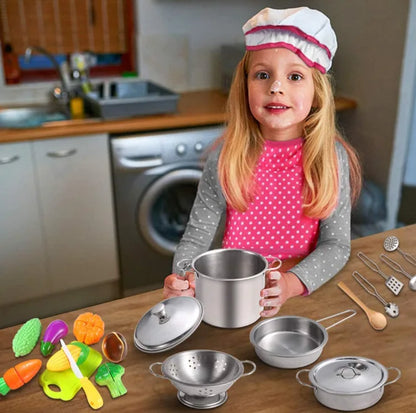 JXD Children's Pretend Cooking Toy Mini Kitchen Set As a Birthday Gift for Kids Baking Apron Set