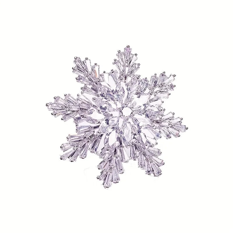 Exquisite and Elegant Snowflake Brooch Pin, Suitable for Men and Women, Fashionable Christmas Party Badge Accessory, Adding