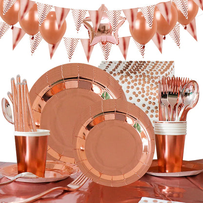 92Pcs/Set In-Stock Hot Stamping Series Kit Party Supplies Disposable Tableware Set for Birthday Festival Party Tableware Decor