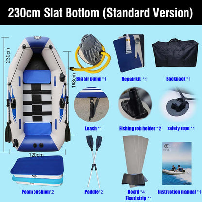 Hot Selling Solar Marine B230-1 230 CM 3 People PVC Inflatable Kayak Canoe Wooden Floor Fishing Boat With Oar Accessories