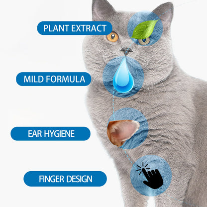Pet Cleaning Finger Wipes Ear Care Finger Sleeves to Remove Earwax Ear Mites Ear Cleaning Care Pet