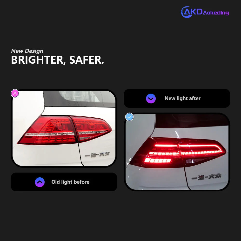 2PCS AKD Tail Lamp for VW Golf 7 Tail Light 2013-2021 Golf 7.5 Rear Fog Brake Turn Signal Automotive Accessories