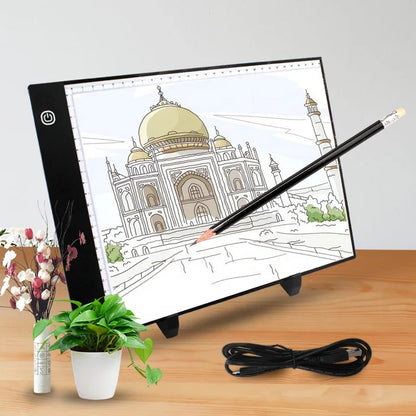 A3 Small Size Light Pad with Graduated Three-stage Adjustable Luminescent Backlight Illuminates the Drawing Board in the Dark.