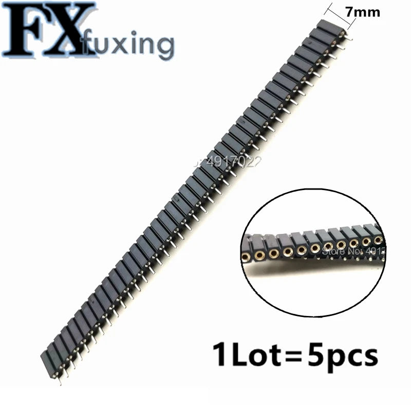 5pcs 1*40 Single Row Female Socket Plug Round Hole 1x40 7mm high. Pin 2.54 mm Board To Board Connector