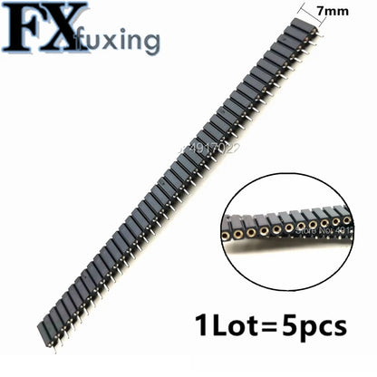 5pcs 1*40 Single Row Female Socket Plug Round Hole 1x40 7mm high. Pin 2.54 mm Board To Board Connector