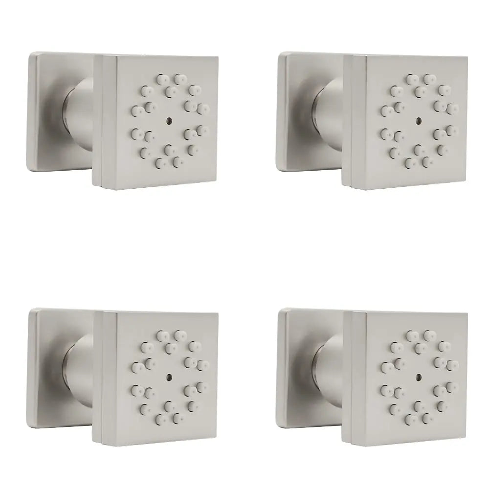 High-Pressure Wall Mounted Brass Square Shower Sprayer Nozzles Brushed Brass Body Jets Rain Pattern Ceramic Thermostatic Faucets