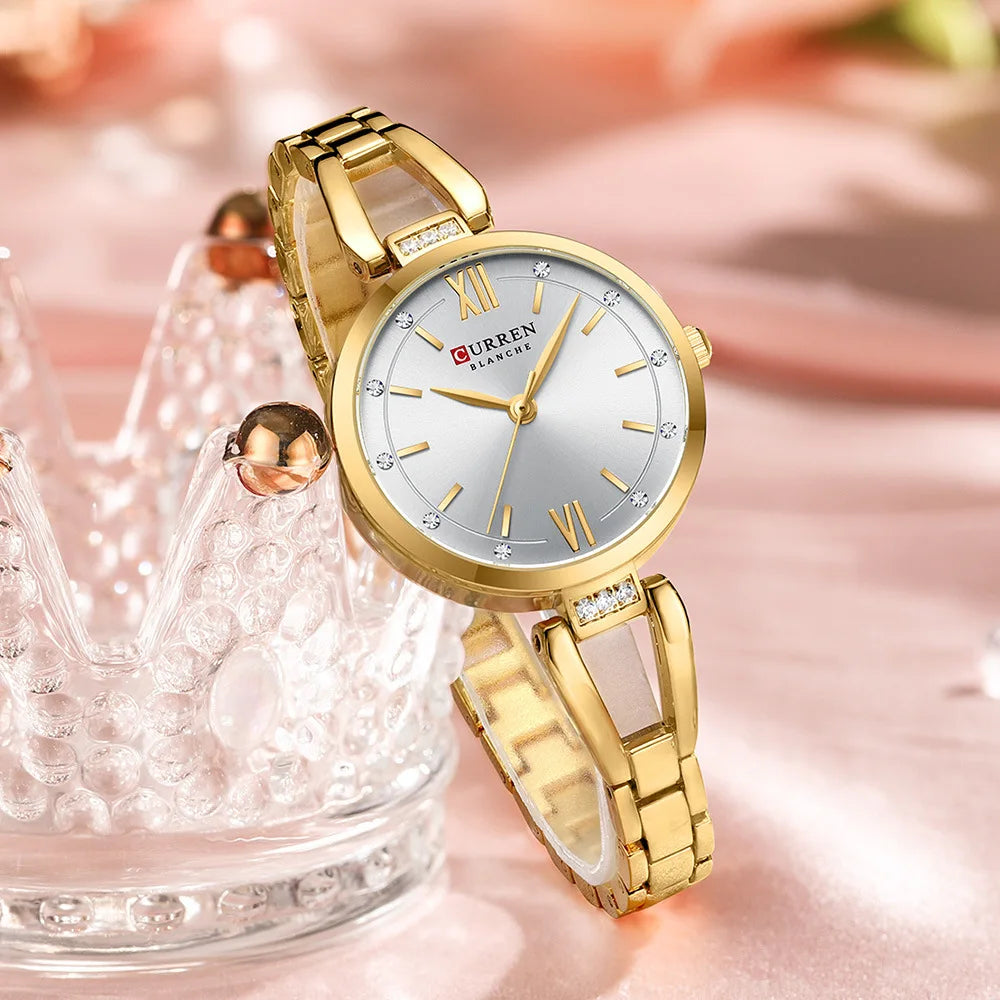 CURREN 9092 Luxury Bracelet Women's Watches Elegant Gold High Quality Stainless Steel Waterproof Female Quartz Wrist Watch