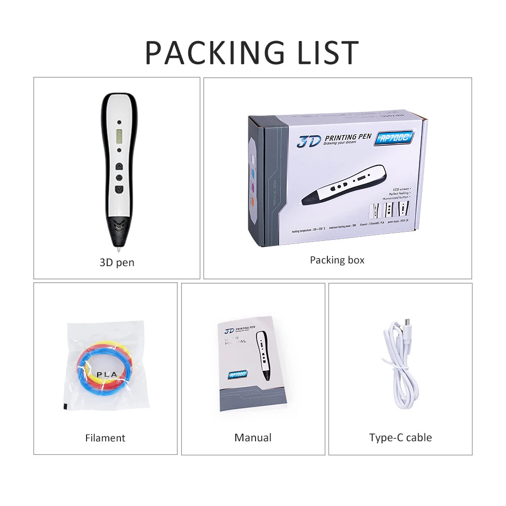 JER Hot Sales 3d Pen 3d Drawing Printer Pen with LCD Display Professional 3d Printing Pen Child Wireless