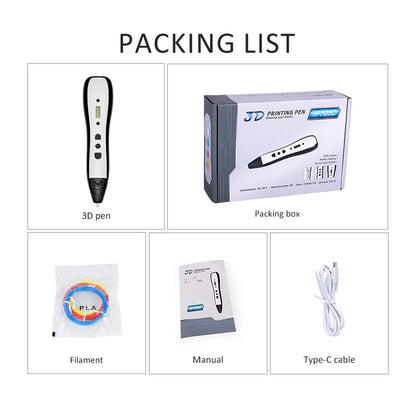 JER Hot Sales 3d Pen 3d Drawing Printer Pen with LCD Display Professional 3d Printing Pen Child Wireless