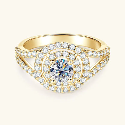New Luxury Wedding Engagement Gift & Party Jewelry 14K Gold Filled Round 5.25mm 0.5CT Cubic Zirconia Classic Bifurcated Arm Ring