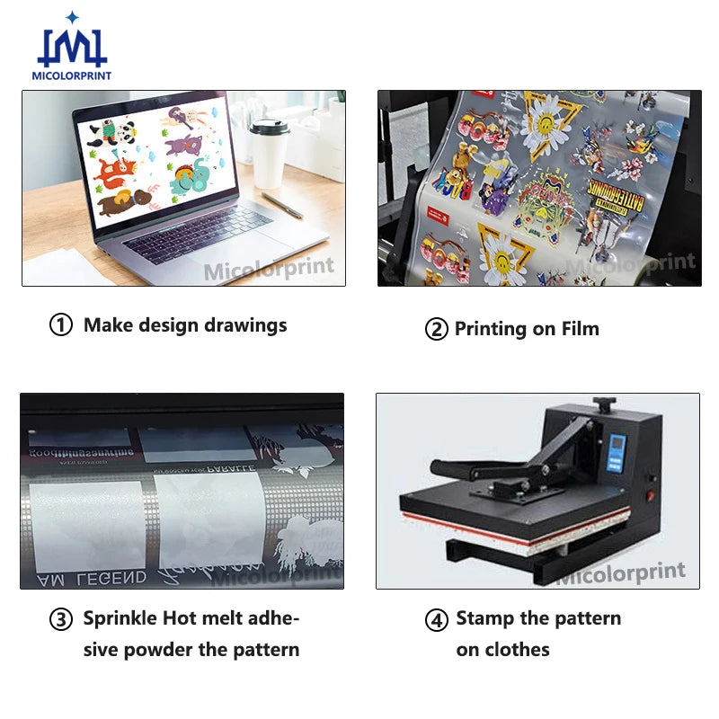 Micolorprint 30cm XP600 DTF Printer with A3 Shaker White Color Ink Circulation