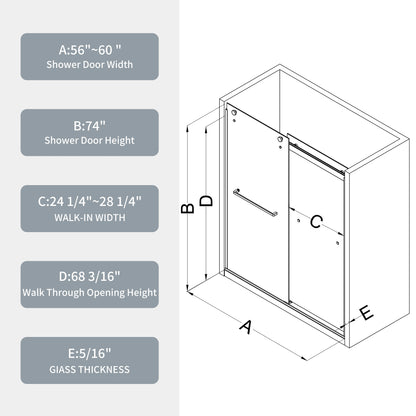 Polished Chrome Double Sliding Shower Door, 5/16" Nano-Coated Tempered Glass & 36K-Cycle Tested Hardware