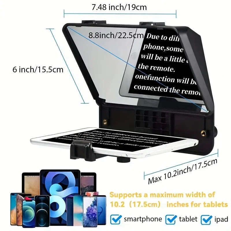 Hot Sell A10 Big Screen Prompter Professional Interview Foldable Teleprompter for Smartphone DSLR Camera Live Video Recording