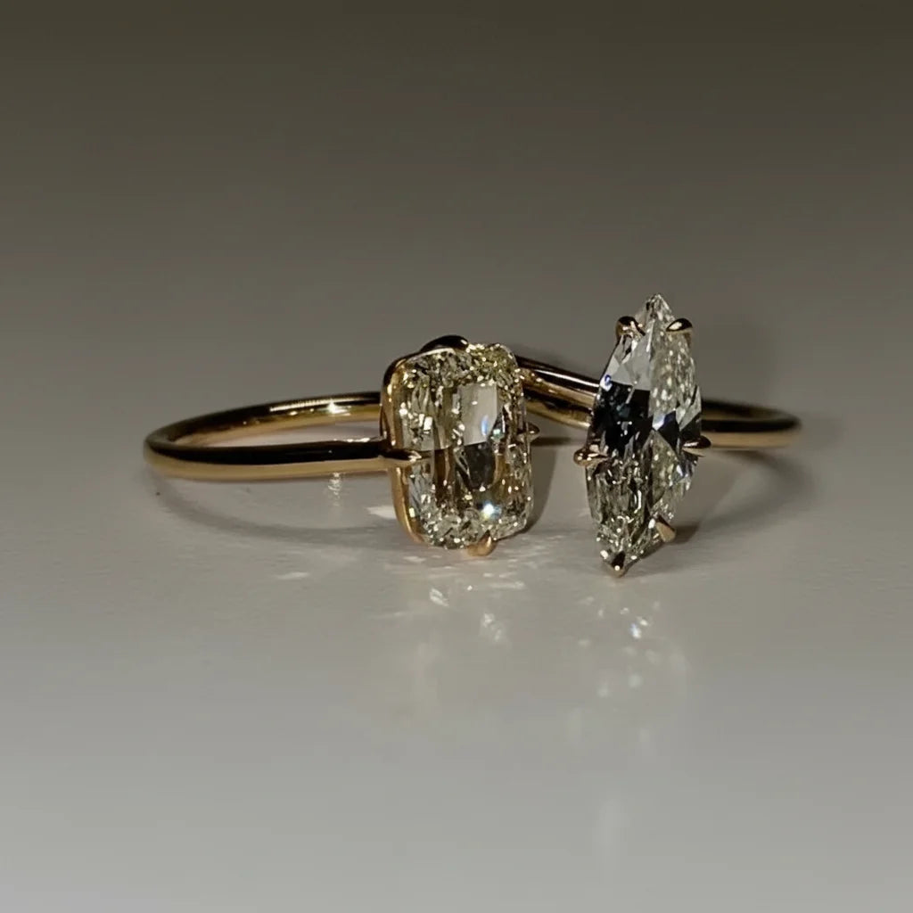 3.10 Ct Elongated Cushion 10k Gold Solitaire Ring