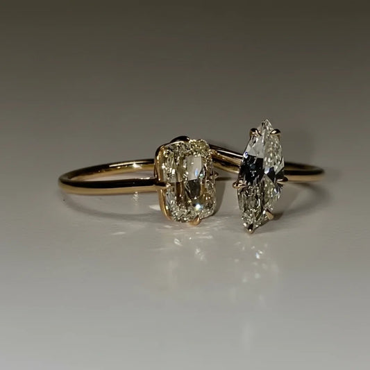 3.10 Ct Elongated Cushion 10k Gold Solitaire Ring by PDG ibma