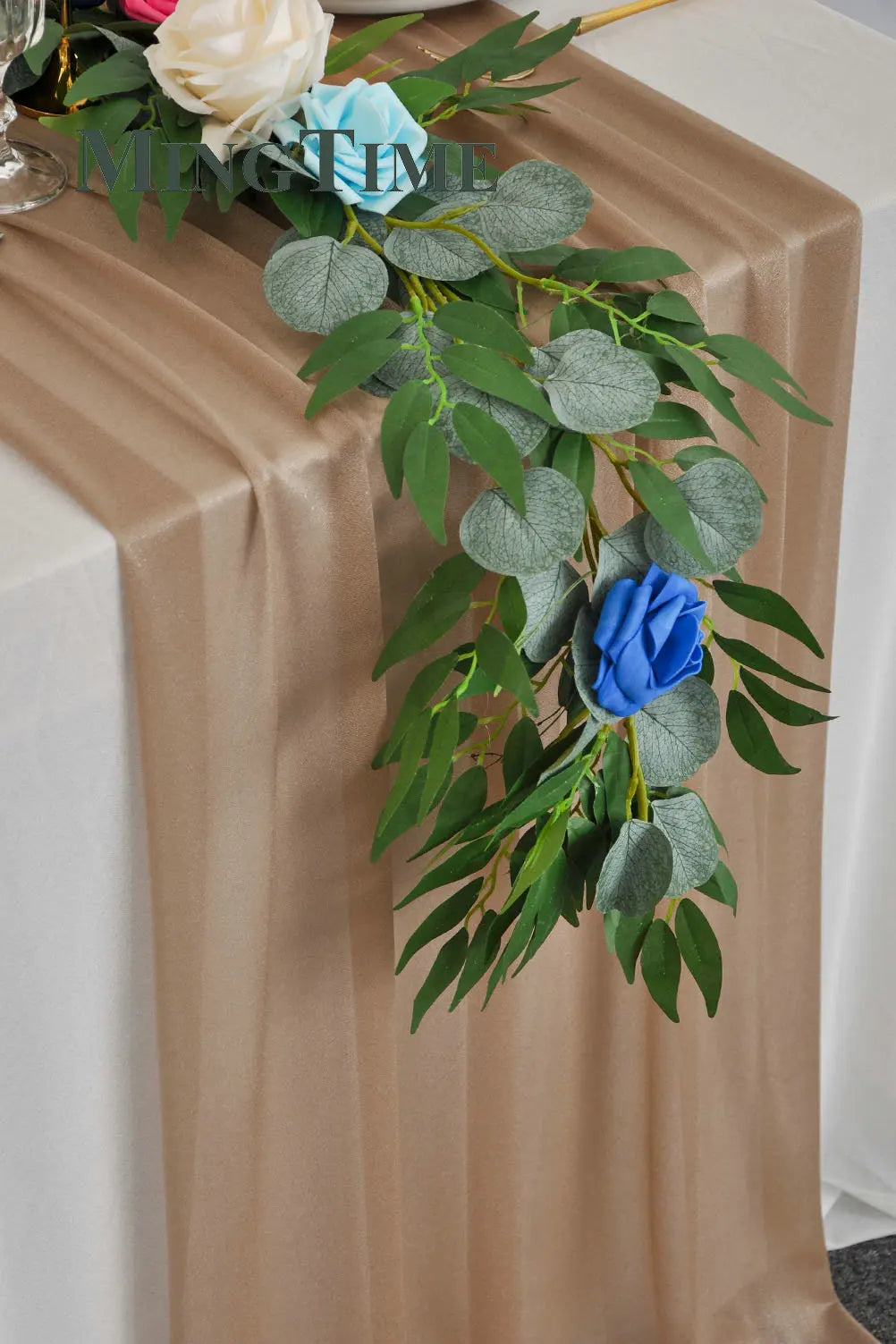 Sheer Chiffon Luxury Solid Colorful Table Runner Blue Rustic Boho Wedding Party Bridal Shower Birthday Home Christmas Decoration