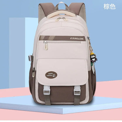 Junior High School College Girls' Large Capacity Backpack Grade 3-6 Elementary Students' High Quality Waterproof Striped