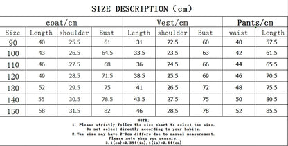 Spring Autumn Formal Boys Suit Set Children Party Host Wedding Costume Little Kids Blazer Vest Pants Clothing Sets