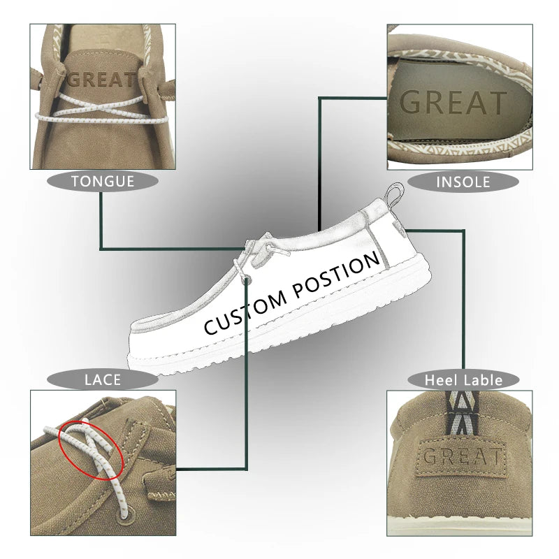 Greatshoes Hot Selling Black Custom Logo Walking Shoes Fashion Breathable,Wear-Resistant Genuine Leather Casual Lace-Up Shoes