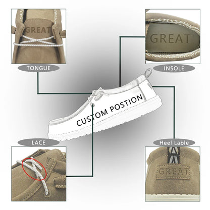 Greatshoes Hot Selling Black Custom Logo Walking Shoes Fashion Breathable,Wear-Resistant Genuine Leather Casual Lace-Up Shoes