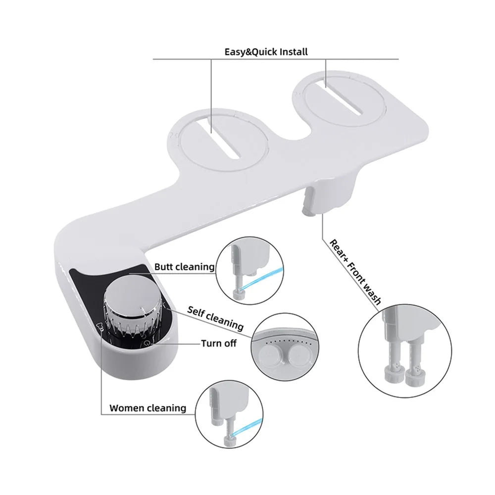 High Quality Dual Nozzle Self-Cleaning Cold Water Slim Toilet Bidet Sprayer Attachment Non-Electric Mechanical Modern Plastic