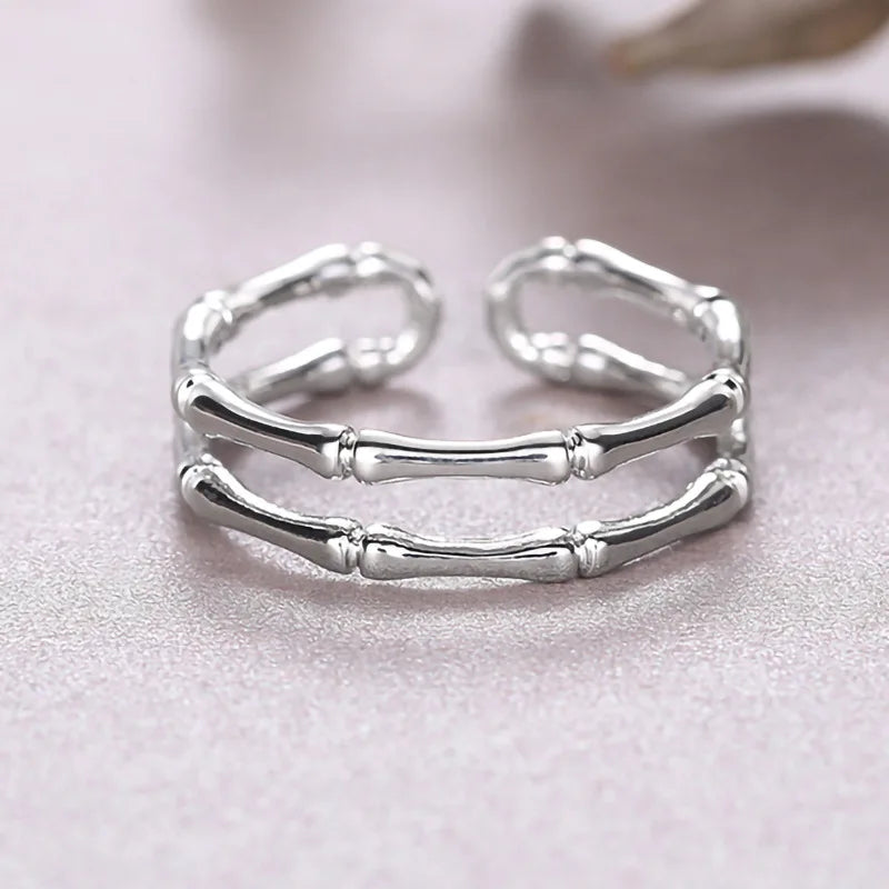 Stainless Steel Bamboo Rings For Women Men Modern Plant Design Unisex Jewelry Gift Fashion Ring T0098