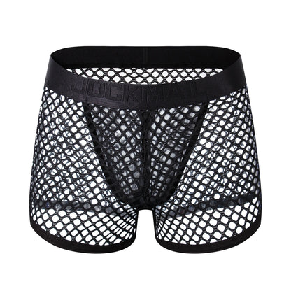 Boxer Sexy Breathable Knitted Big Mesh Translucent Fashionable Erotic Men's Trunks Underwear Daily Casual Home Wear Shorts