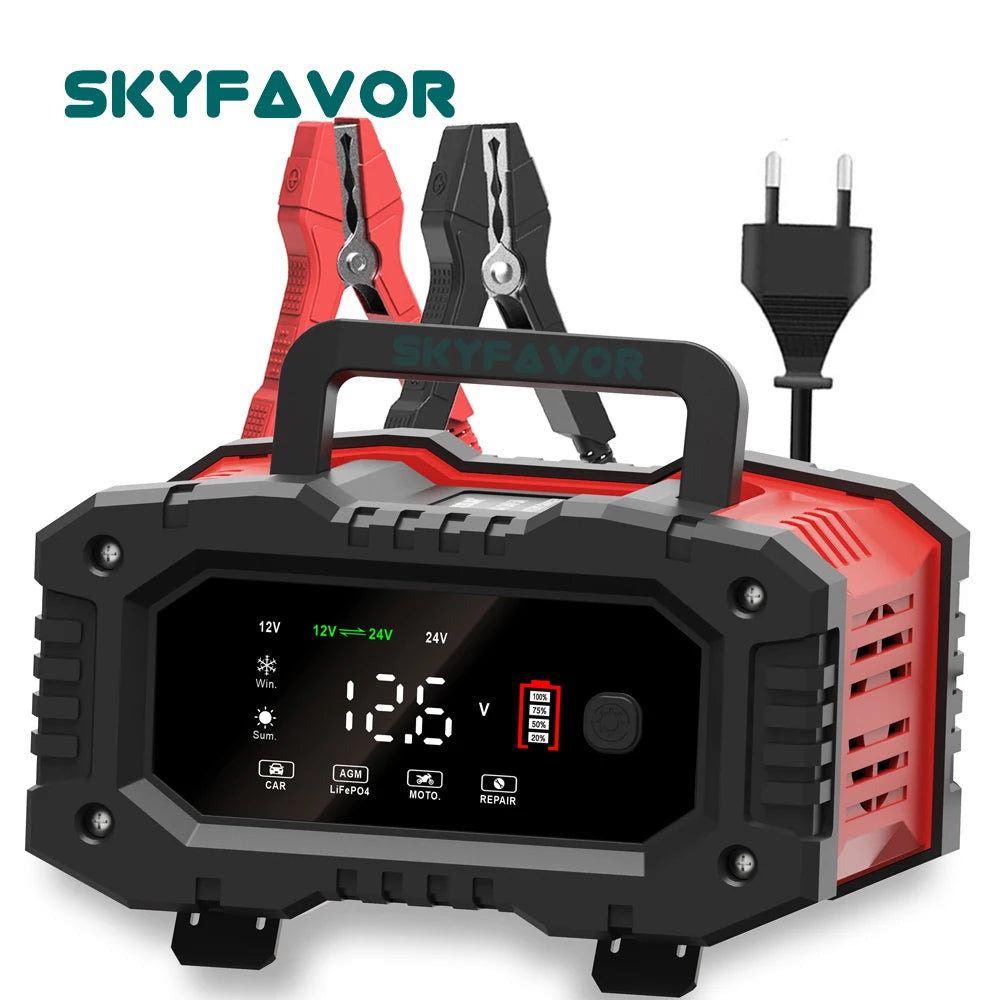 Lifepo4 Lead Acid Car Battery Charger 12V 24V 20A Fast Automatic Gel Agm Maintenance-free Deep Cycle Lead Acid Battery Charger