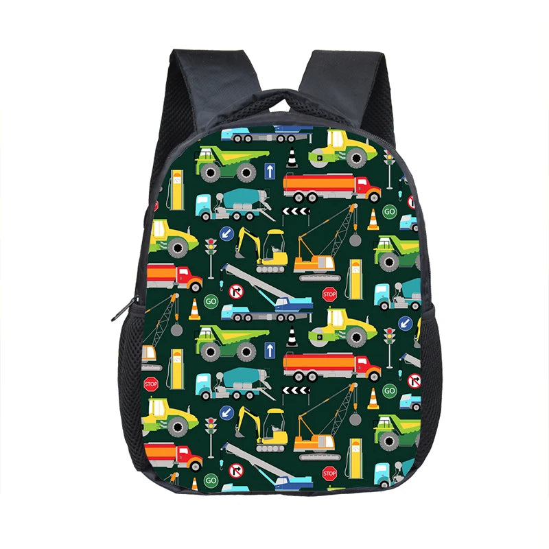 Truck/Ambulance/Car/Tractor Backpack Children's 12 Inch Kindergarten School Bag Cartoon Printing Excavator Backpack