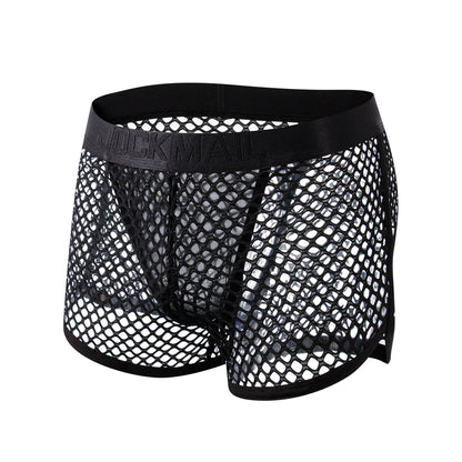 Boxer Sexy Breathable Knitted Big Mesh Translucent Fashionable Erotic Men's Trunks Underwear Daily Casual Home Wear Shorts