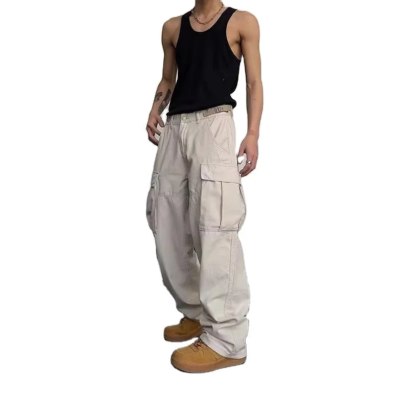 2025 Six Pocket Mens Outdoor Pant Nylon Hip Hop Baggy Pants Straight Beige Tactical Cargo Unisex Cargo Pants Men