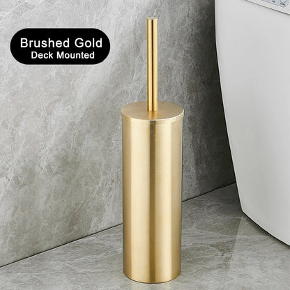 Bathroom Black Gold 304 Stainless Steel Toilet Brush Set Toilet Bowl Cleaner Brush and Holder Cleaning Tool Standing