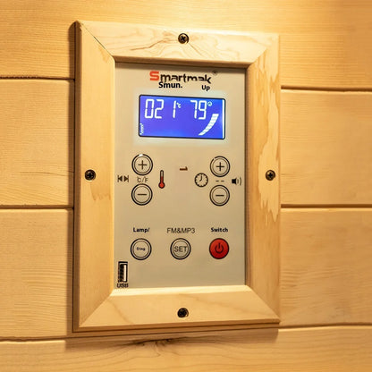 Luxury 1-Person Modern Cedar Electric Sauna Room with Red Cedar Solid Wood and Dry Steam Stove for Apartment or Villa