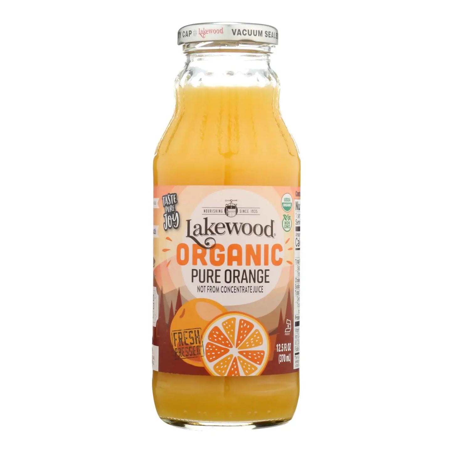 UD2 Lakewood Pure Orange Fruit & Vegetable Juice 12.5 Fl Oz Case of 12 Orange Color
