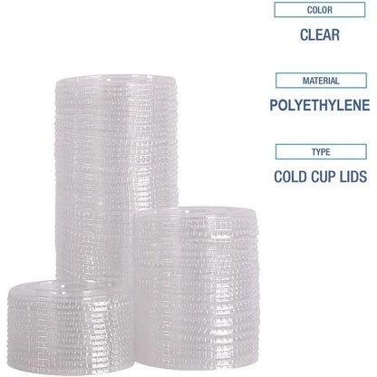 Boardwalk BWKNPET910STRAPK Disposable Lids 9 Oz. to 10 Oz. Crystal-Clear Cold Cup Straw-Slot Packaged (100/Pack) B0F8PK87WD
