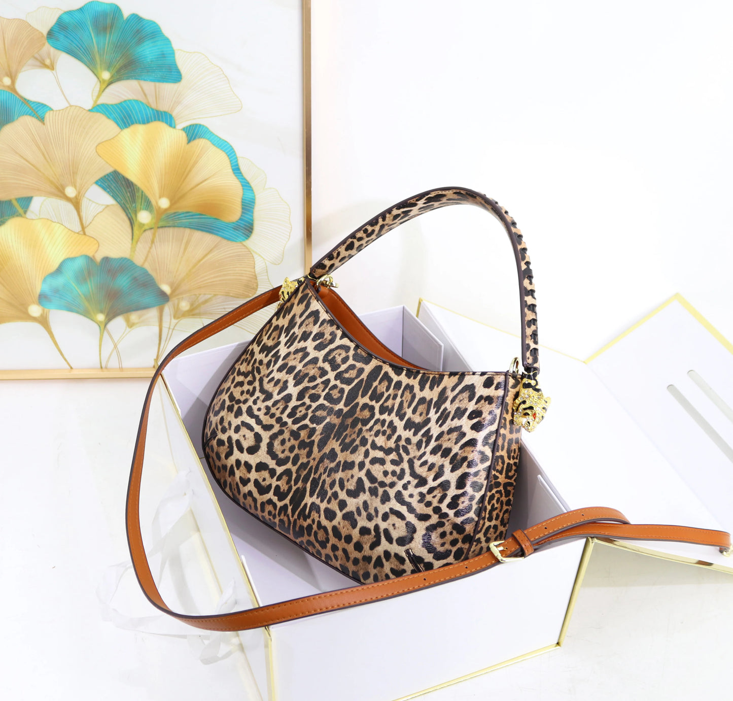 Super Product Fashion Ladies Shoulder Bag Quality Snack Leopard Printing Handbag Women Luxury Designer Bag Factory Outlet 32 cm