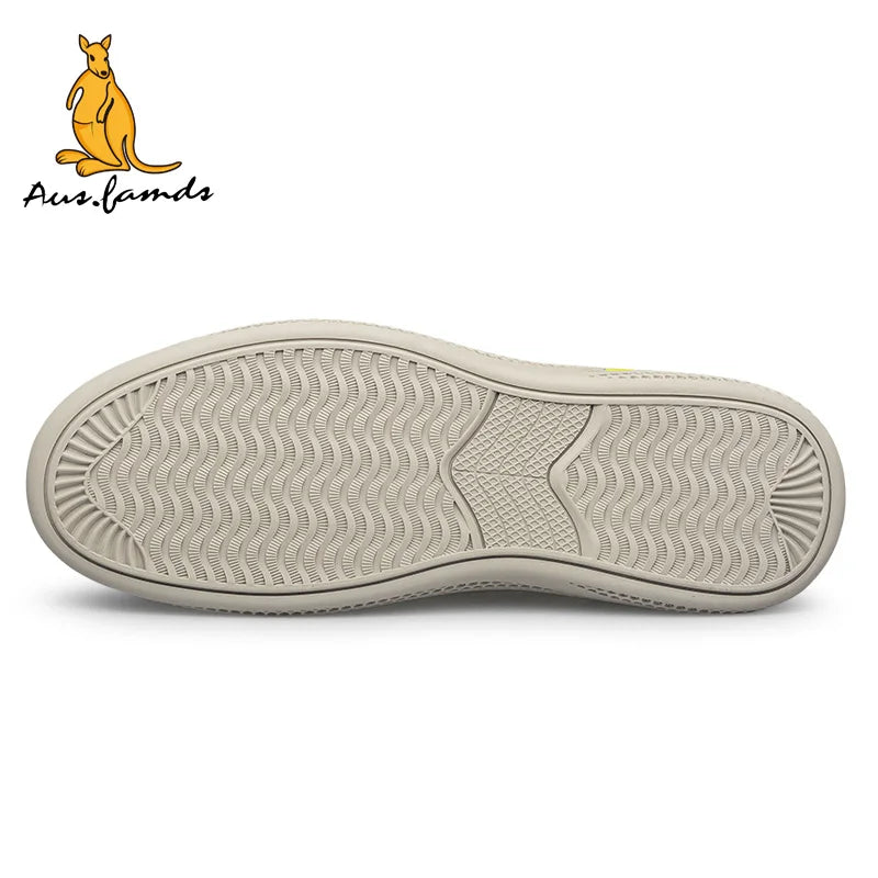 Lightweight Men's Kangaroo Logo Pigskin Leather Casual Sport Slip-On Running Shoes Breathable Soft Fabric Summer Walking Sandals