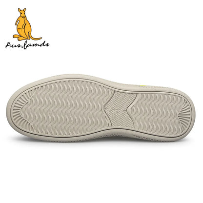 Lightweight Men's Kangaroo Logo Pigskin Leather Casual Sport Slip-On Running Shoes Breathable Soft Fabric Summer Walking Sandals