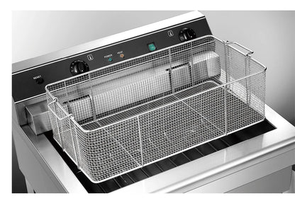 Double Basket Electric 220V Stainless Steel Deep Fat Fryer 6L-20L Capacity for Fast Food Restaurants Food Shops and Hotels