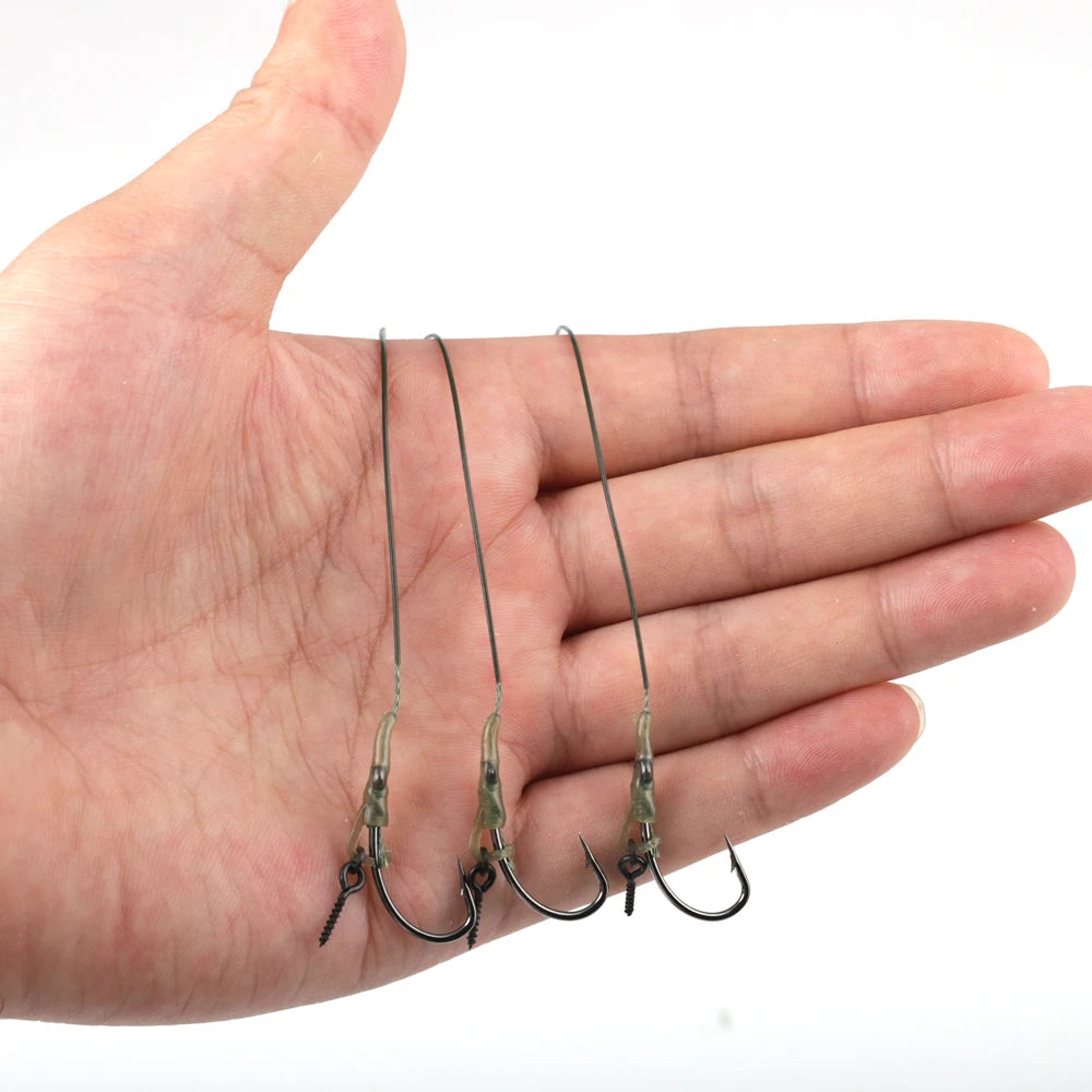 FTK Carp Fishing Hair Rigs Braided Line Thread Steel Hook Rigs Fishing Terminal Tackle