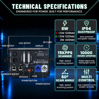 USA Stock Wedding Club Dmx Animation 6w Mini Laser Stage Lighting Price No Import Taxes