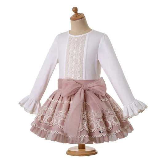 OEM  Pettigirl Valentines Outfits in Children Casual Lace Vintage Dresses with Headband Wholesale Boutique Clothing 1BAG=1PCS