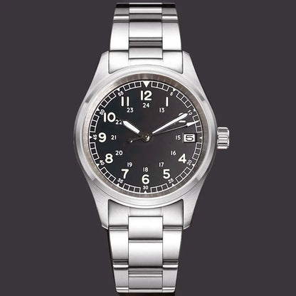 36mm Tandorio NH35 Automatic Men Watch Diver Movt 20Bar Waterproof Wristwatch Big Crown Leather Band Men's Wristwatch