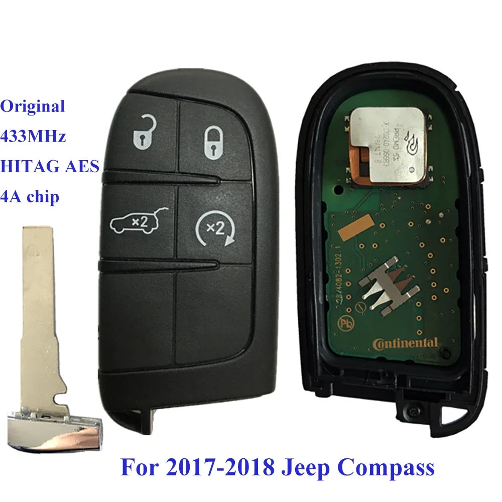 Original 2-Button Smart Keyless Remote Key for Jeep Compass M3N-40821302 433mhz PCF7953M 4A Chip Vehicle Key