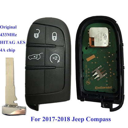 Original 2-Button Smart Keyless Remote Key for Jeep Compass M3N-40821302 433mhz PCF7953M 4A Chip Vehicle Key