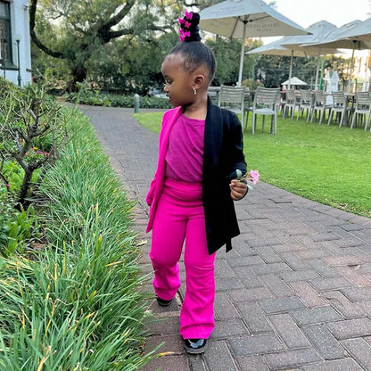 Kids 2pcs/sets Children's Clothing From 1 to 8 Years Colorblock Blazer+Pants Child Girl Kids Clothes Girls Baby Girl Clothes