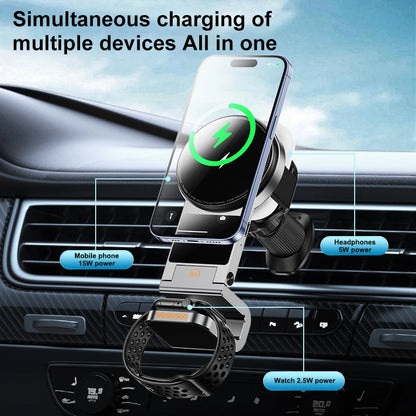 3-in-1 Magnetic Car Phone Smart Watch Smart Headset Car Wireless Charger Phone Holder Magnetic  Phone Holder for Car 2025 New